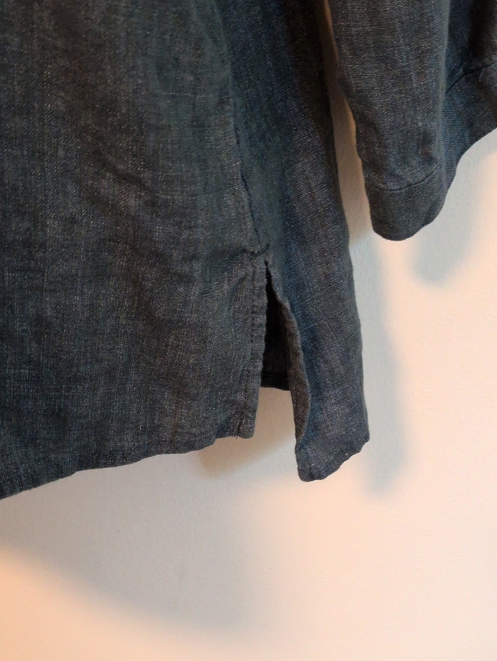 Eileen Fisher Washed Organic Linen Delave Classic Collar Shirt L - Picture 10 of 16